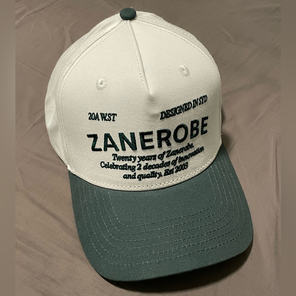 Zanerobe Green and White Snapback Hat 20th Anniversary One Size Cap Structured